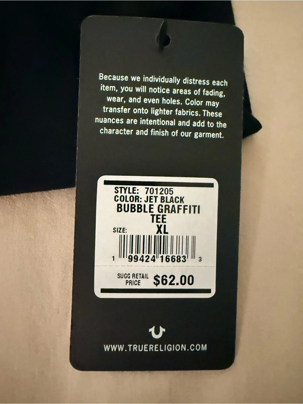 NWT True Religion Black Tee with Red & White Logo Graphics